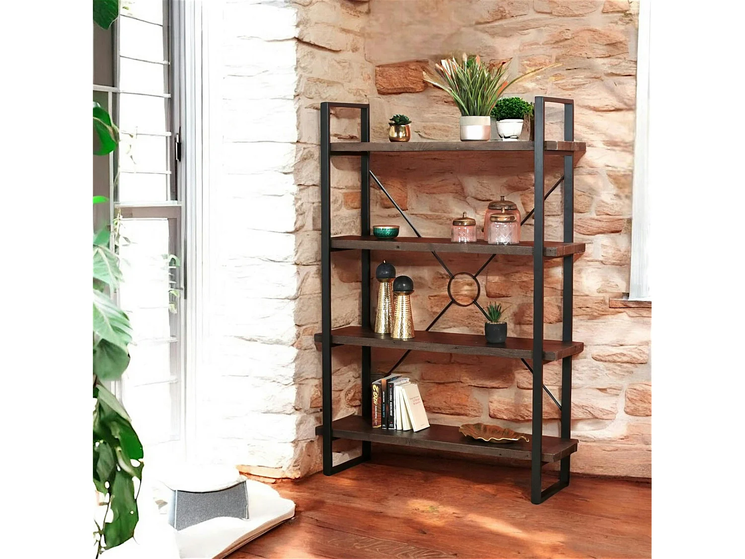 Bibliothèque Etagère bois brun recyclé SAMOA