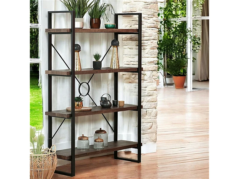 Bibliothèque Etagère bois brun recyclé SAMOA