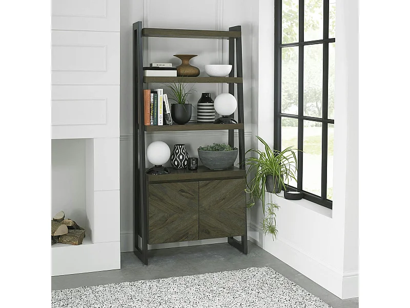 Bibliothèque moderne en marqueterie de chêne ARLINGTON