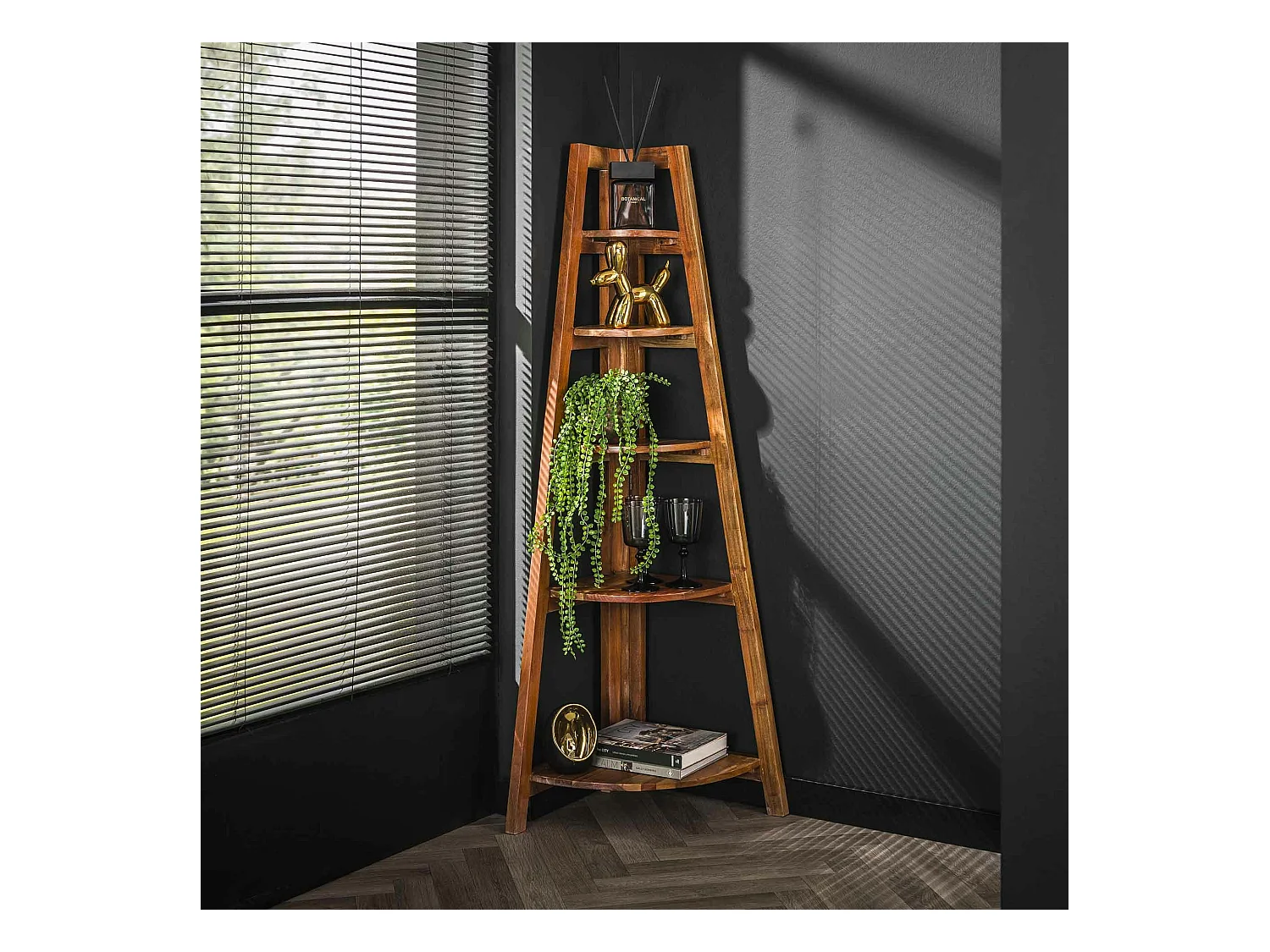Etagère d'angle en bois d'acacia massif MELBOURNE