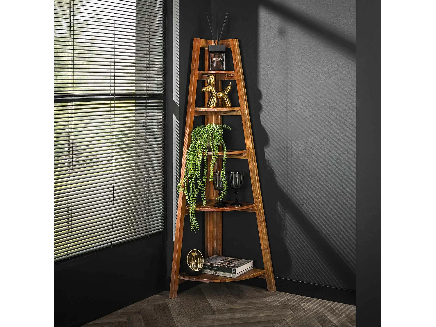 Etagère d'angle en bois d'acacia massif MELBOURNE