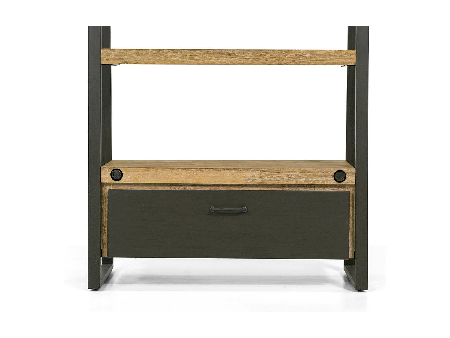 Bibliothèque Etagère Inspiration Indus' en Acacia et Métal, 5 plateaux et 1 tiroir métal 90x35x195cm BROOKLYN