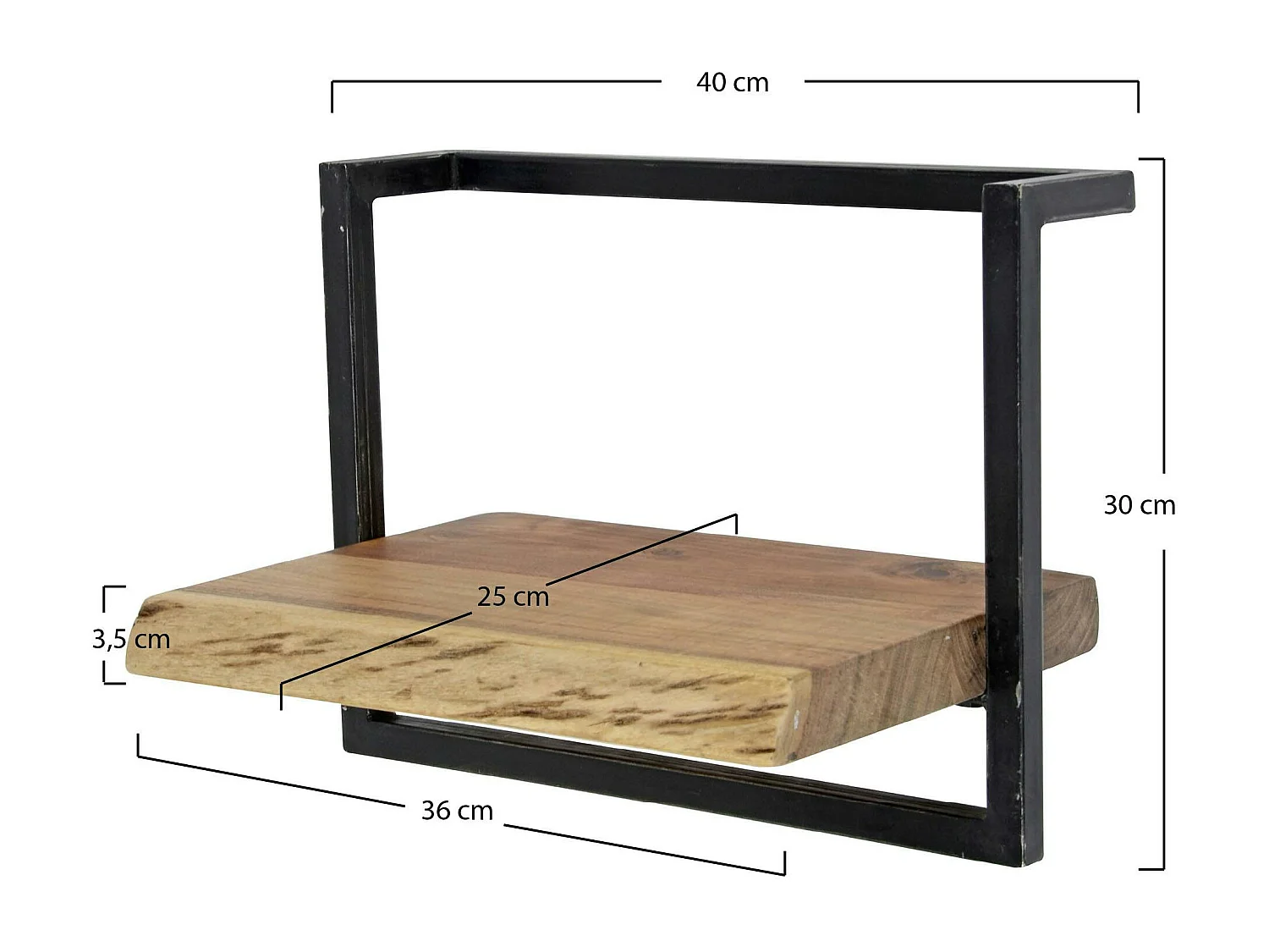 Etagère murale bois métal 40 cm MELBOURNE