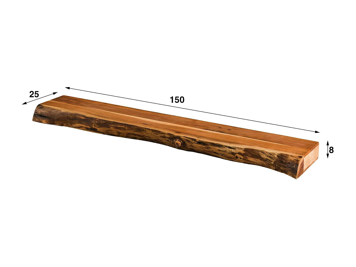 Étagère murale en bois d'acacia épais 150 cm MELBOURNE