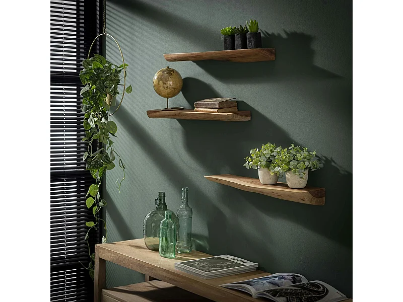 Etagère murale bois massif d'acacia (3 pièces) TRIBECA