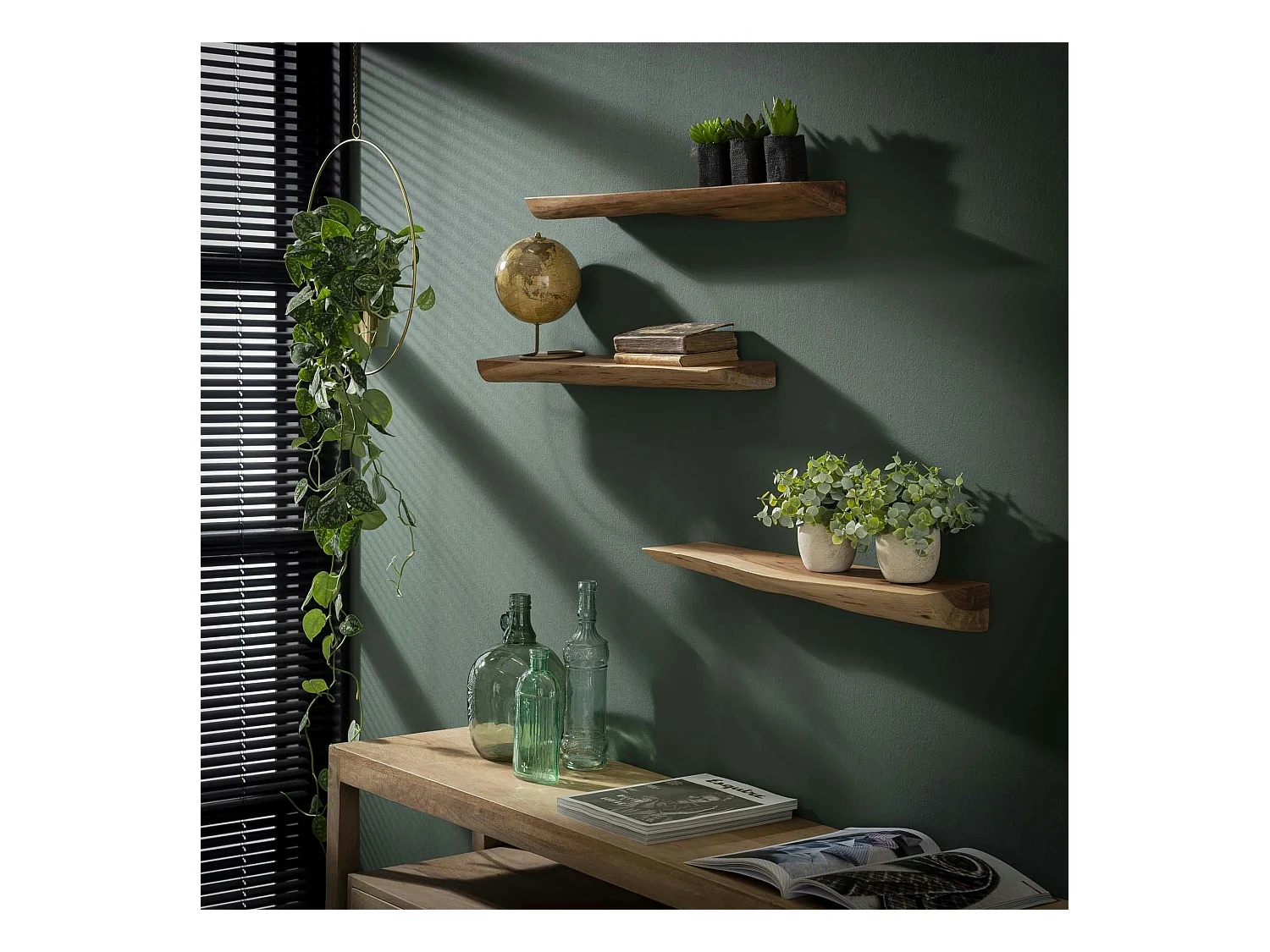 Etagère murale bois massif d'acacia (3 pièces) TRIBECA