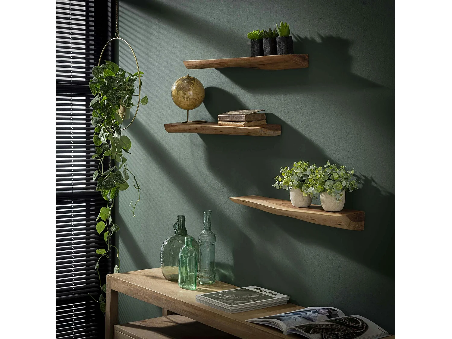 Etagère murale bois massif d'acacia (3 pièces) TRIBECA