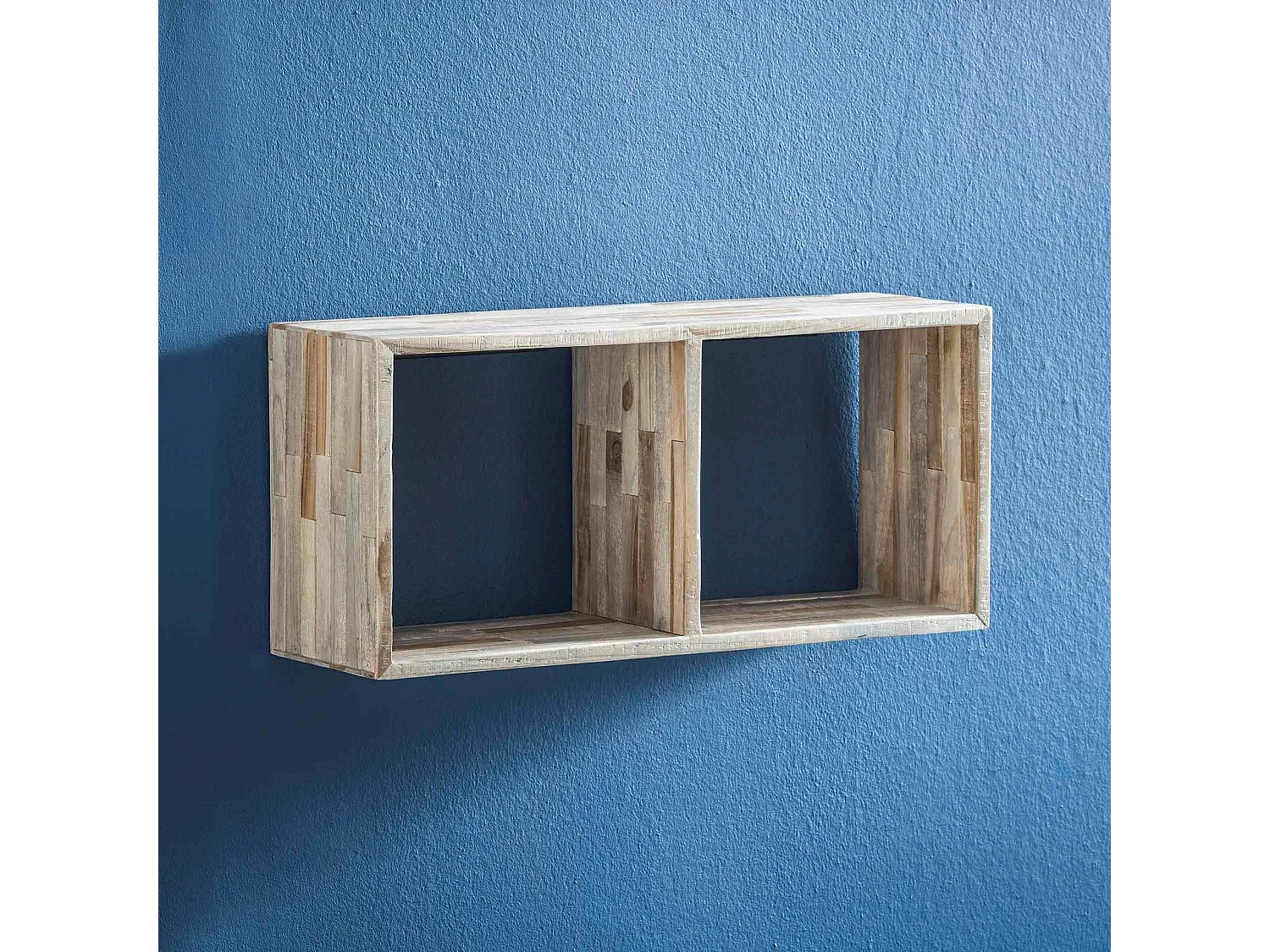 Etagère cube bois de teck recyclé finition vieillie 65 cm JAVA
