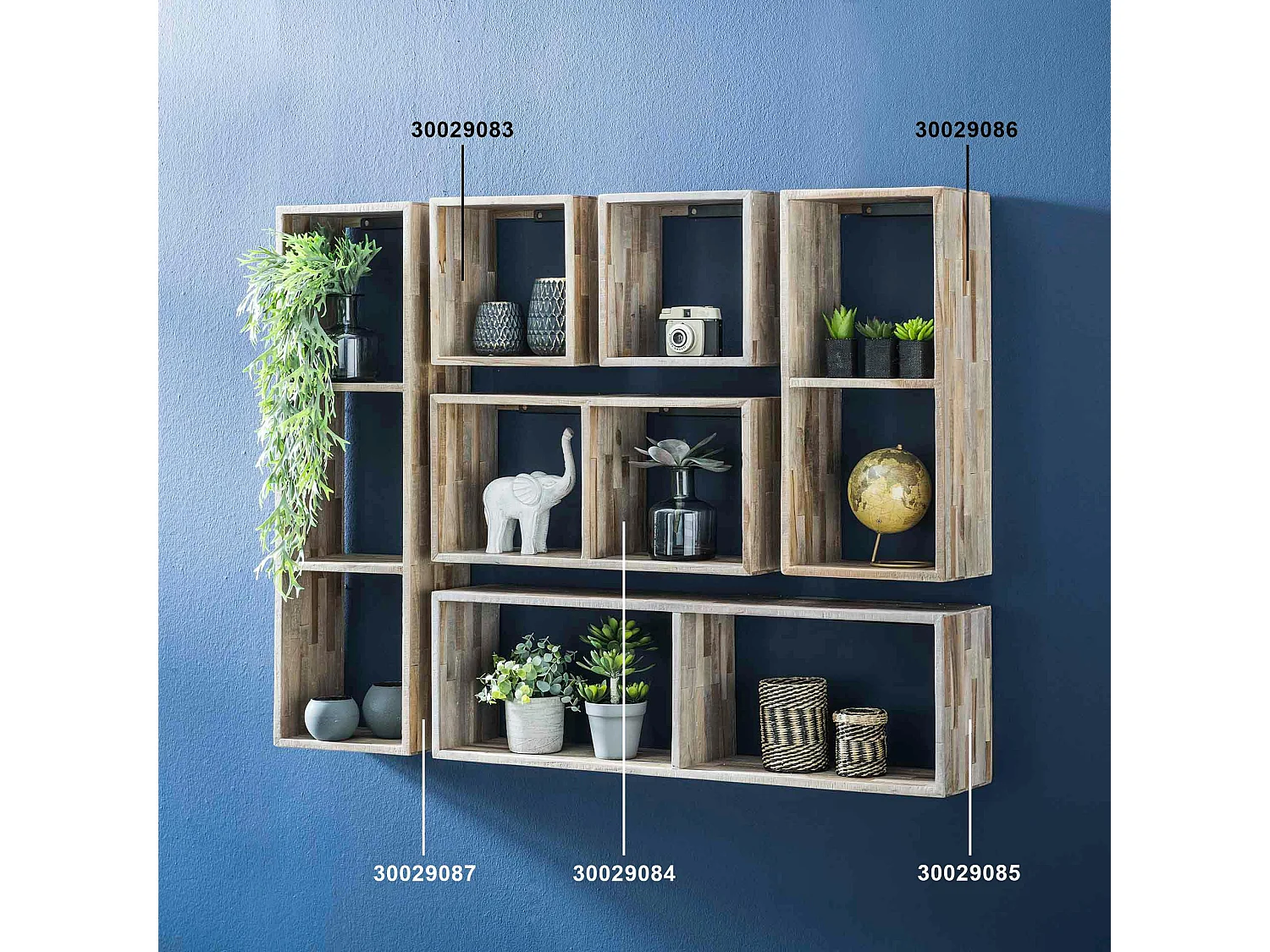 Etagère cube bois de teck recyclé finition vieillie 65 cm JAVA