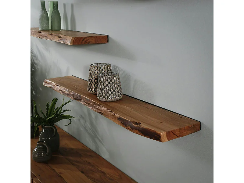 Etagère murale bois massif bordure naturelle 120 cm MELBOURNE