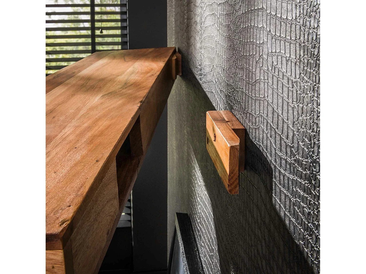 Étagère murale en bois d'acacia épais 1m MELBOURNE