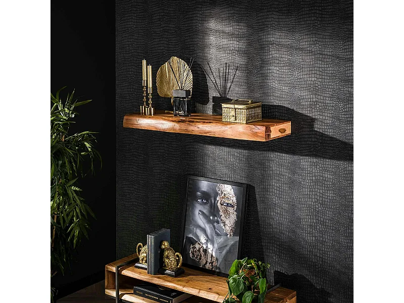 Étagère murale en bois d'acacia épais 1m MELBOURNE