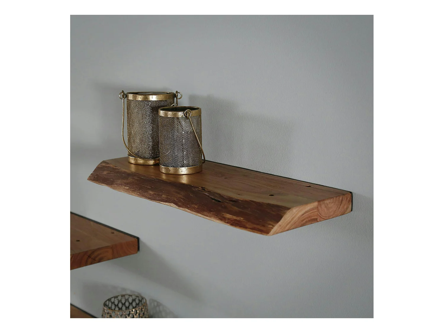 Etagère murale bois massif bordure naturelle 60 cm MELBOURNE