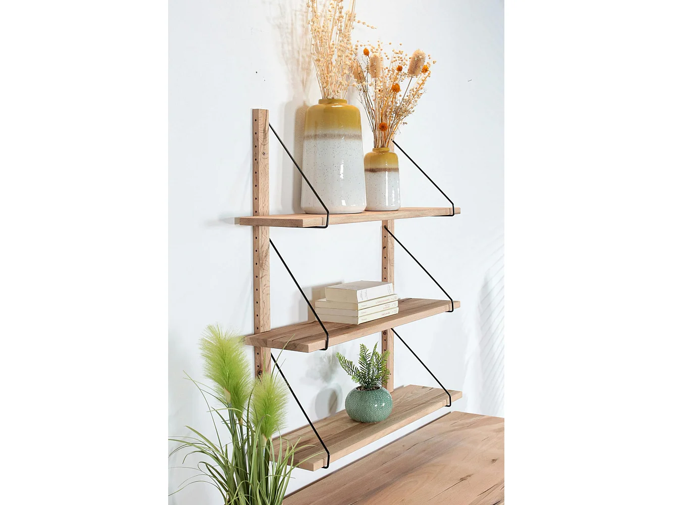 Etagère murale bois massif 3 plateaux (bois blanc) PALERME