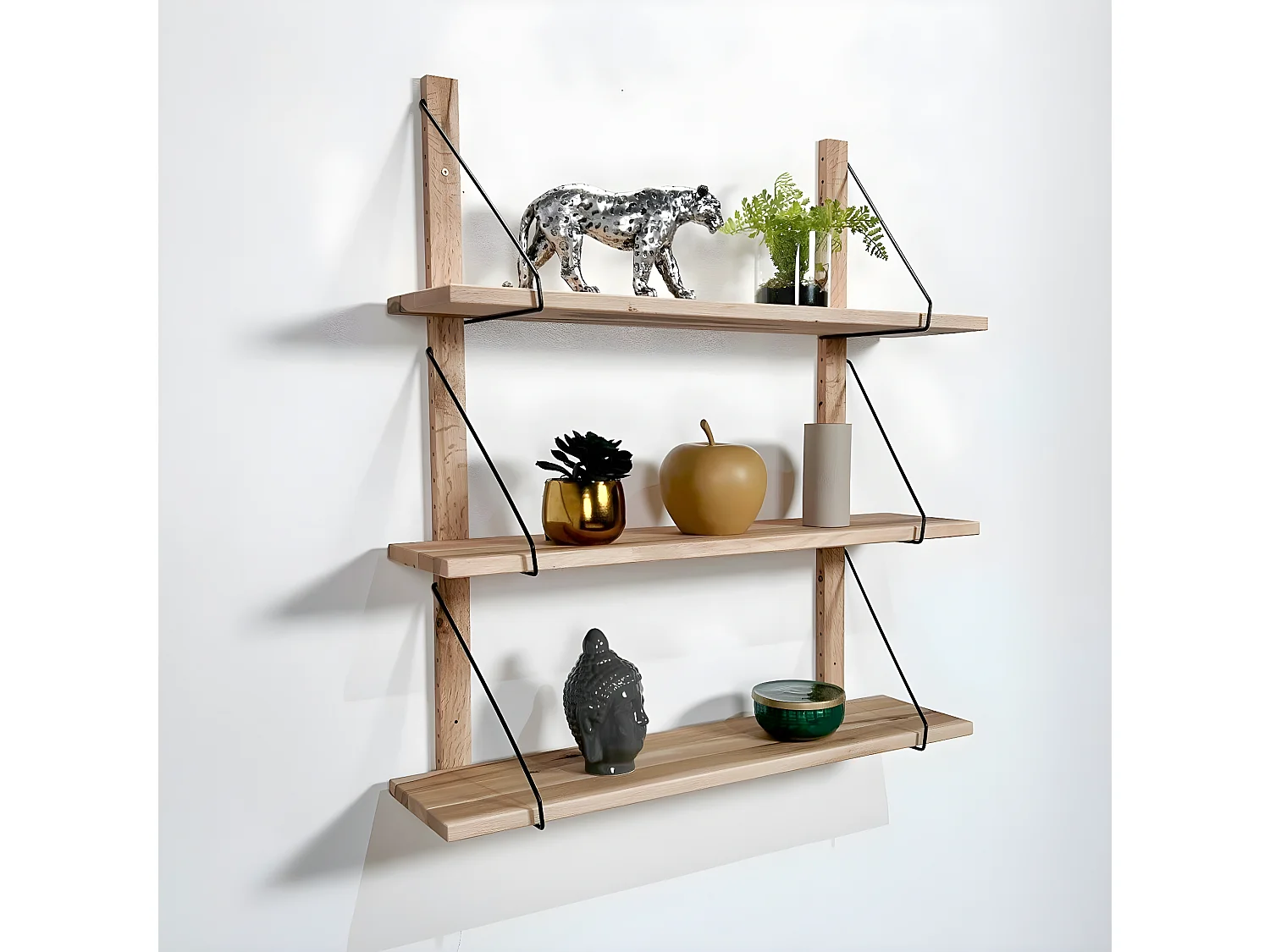 Etagère murale bois massif 3 plateaux (bois blanc) PALERME