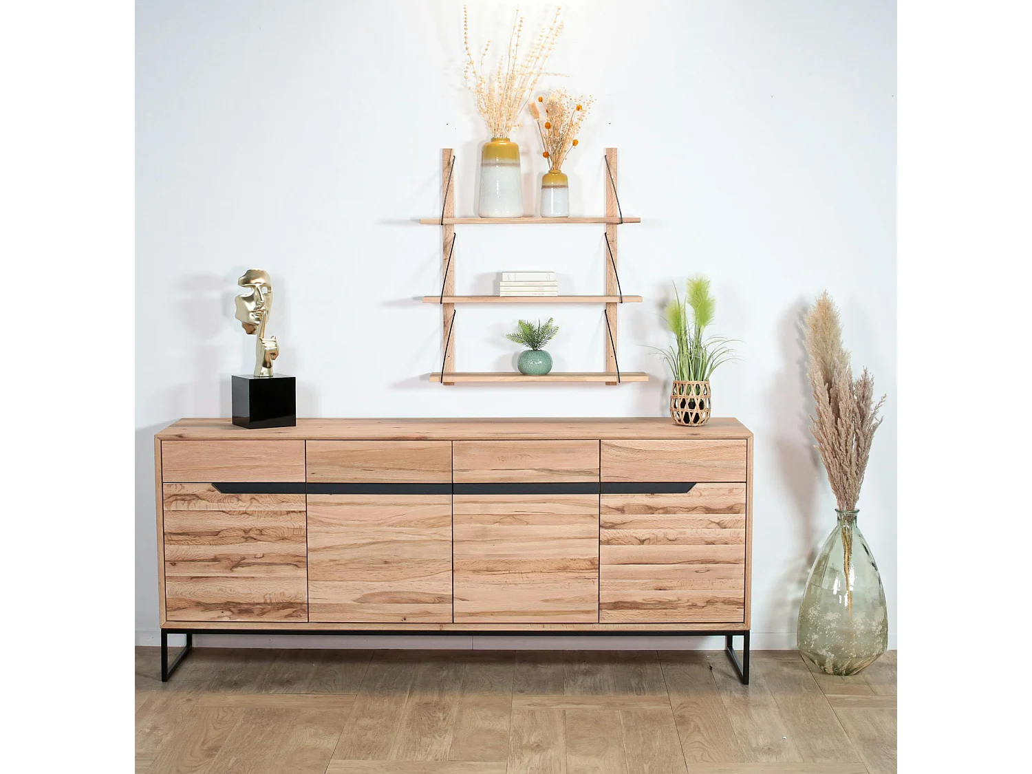 Etagère murale bois massif 3 plateaux (bois blanc) PALERME