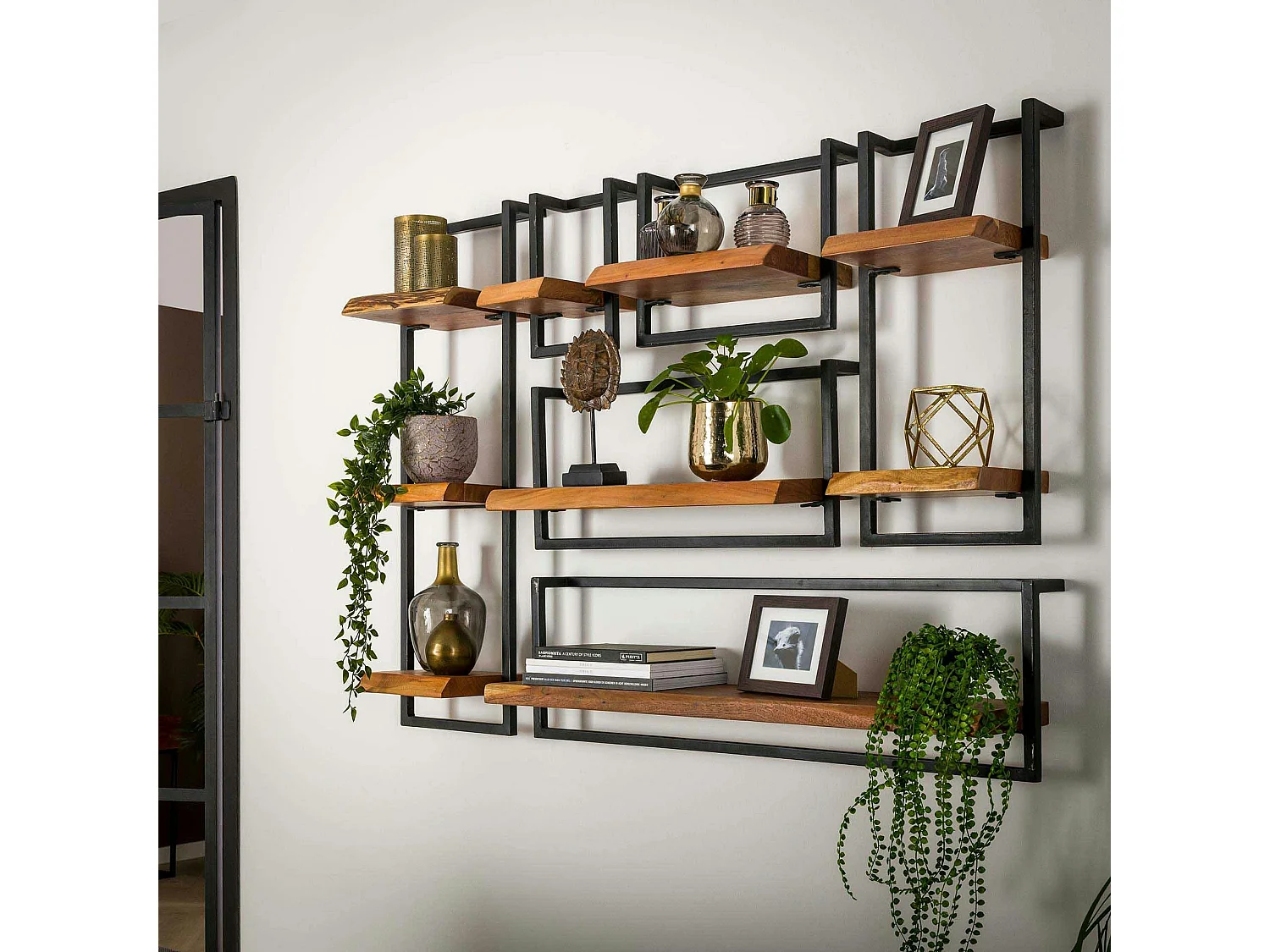 Etagère murale bois métal 20 cm MELBOURNE