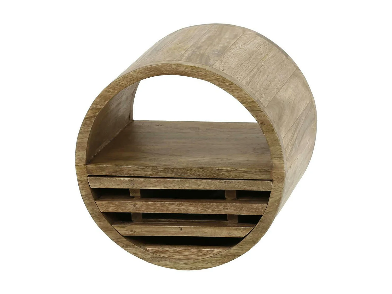 Etagère murale ronde 1 tiroir bois de manguier ø 30 cm DELHI
