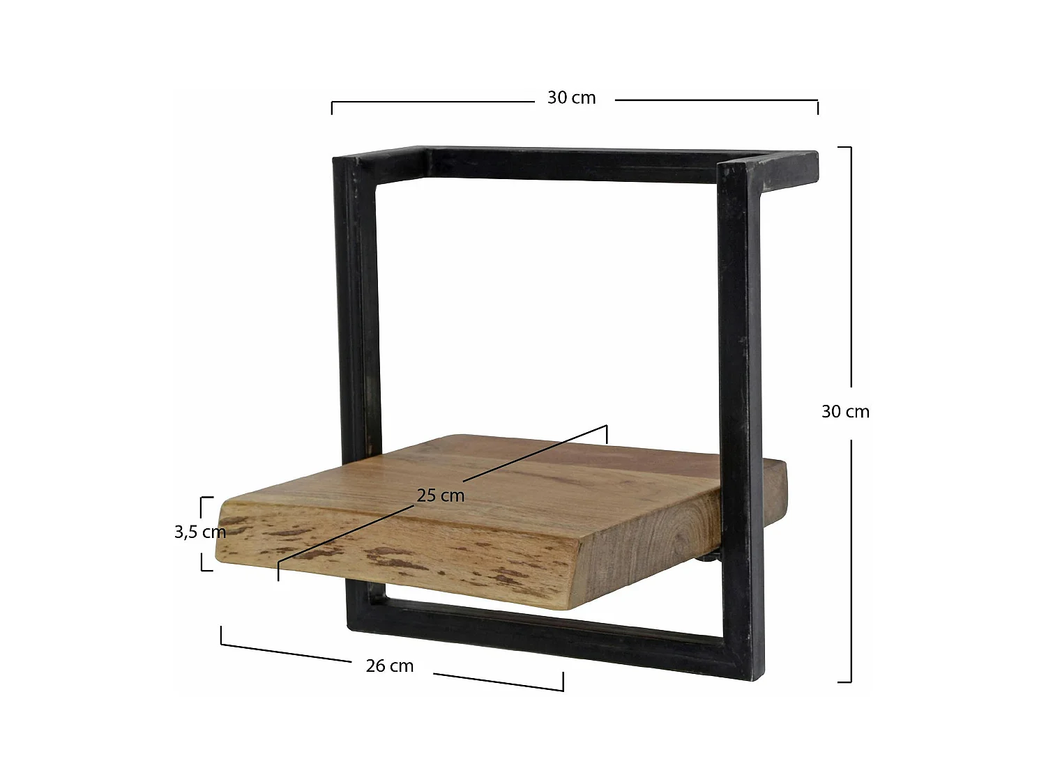 Etagère murale bois métal 30 cm MELBOURNE