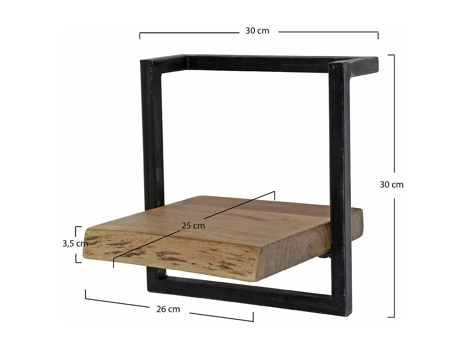 Etagère murale bois métal 30 cm MELBOURNE