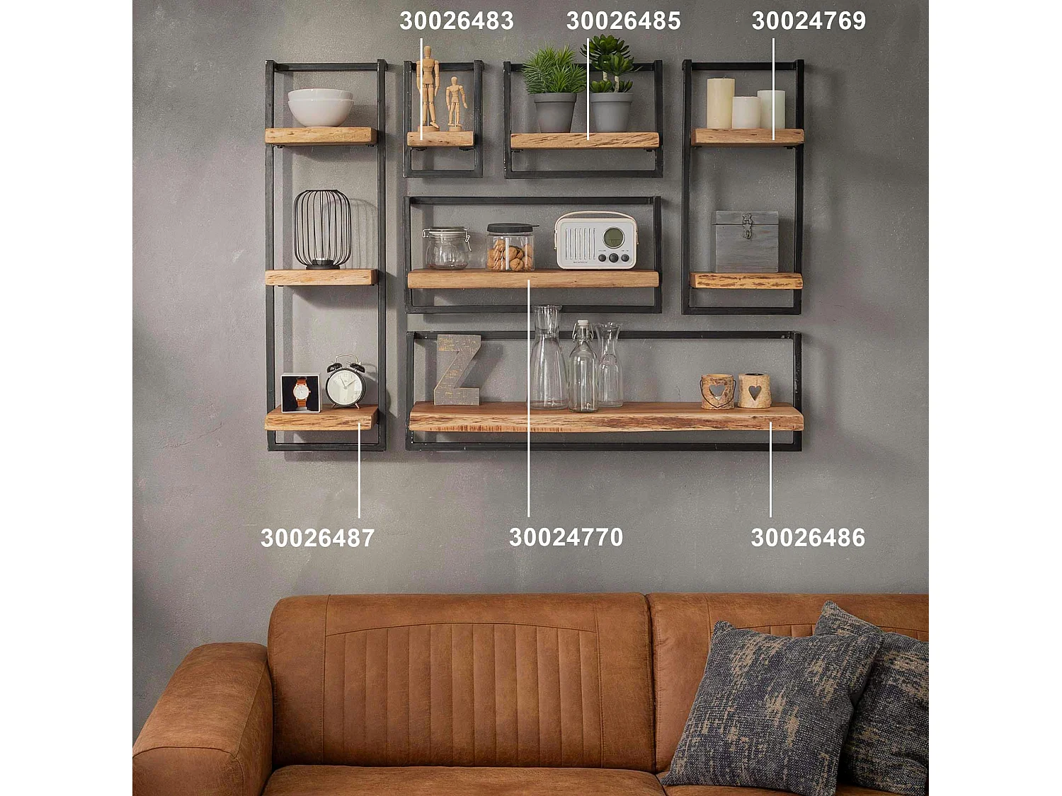 Etagère murale bois métal 100 cm MELBOURNE