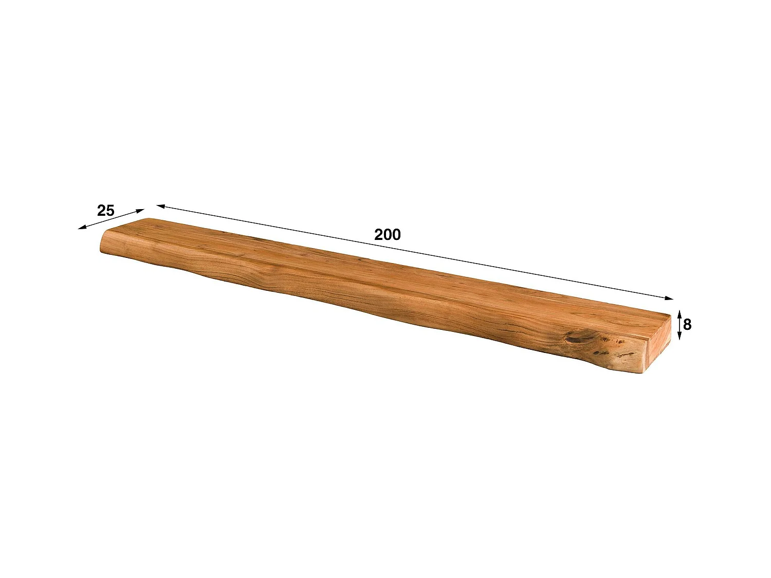 Étagère murale en bois d'acacia épais 2 m MELBOURNE