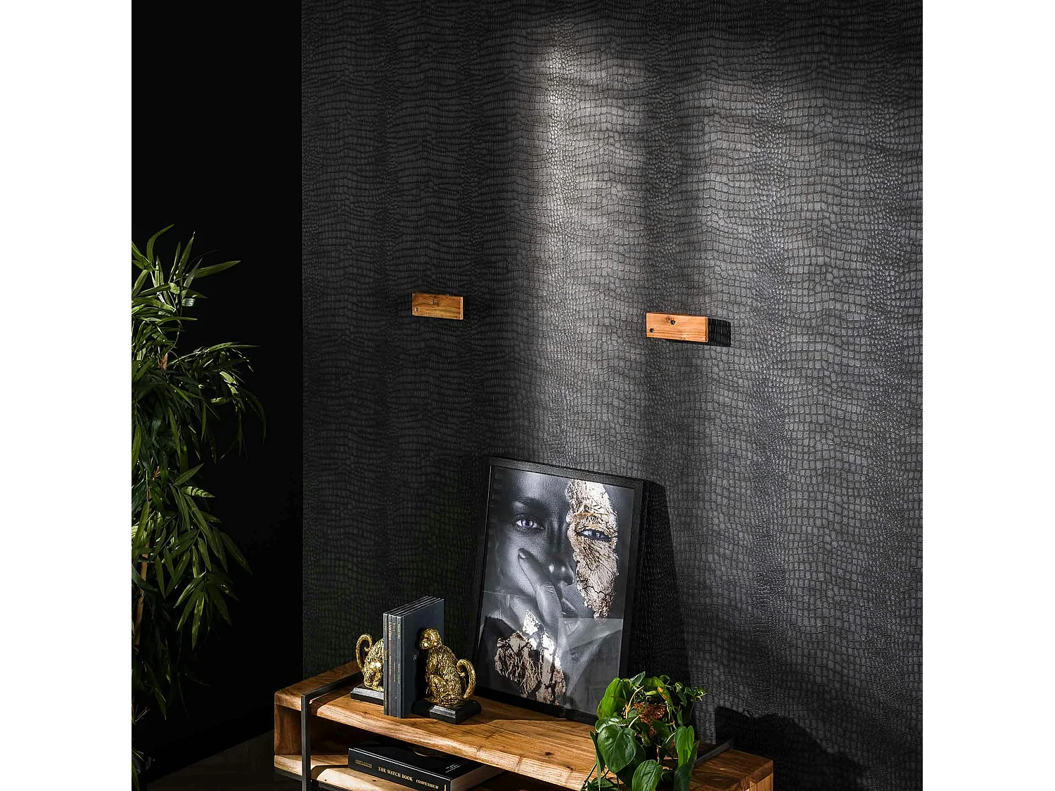 Étagère murale en bois d'acacia épais 2 m MELBOURNE