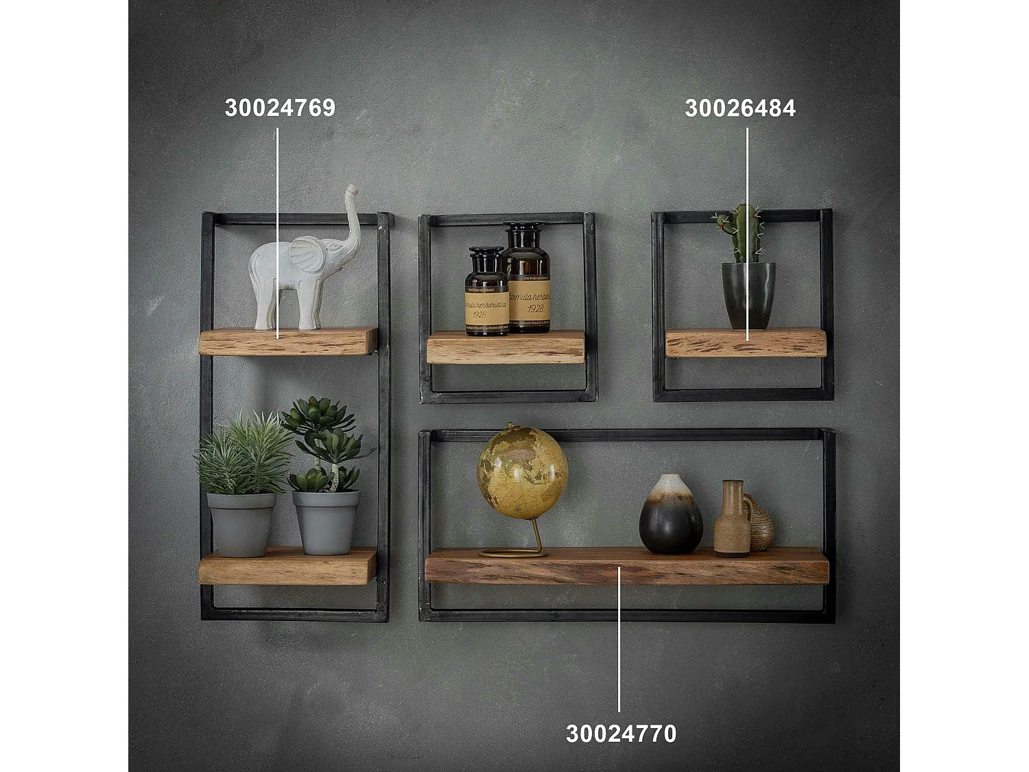 Etagère murale bois métal MELBOURNE