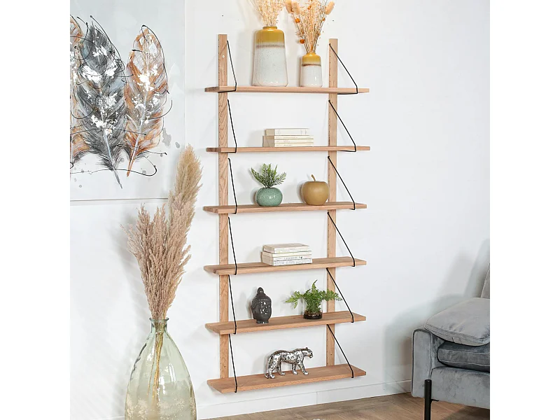 Etagère murale bois massif 6 plateaux (bois blanc) PALERME