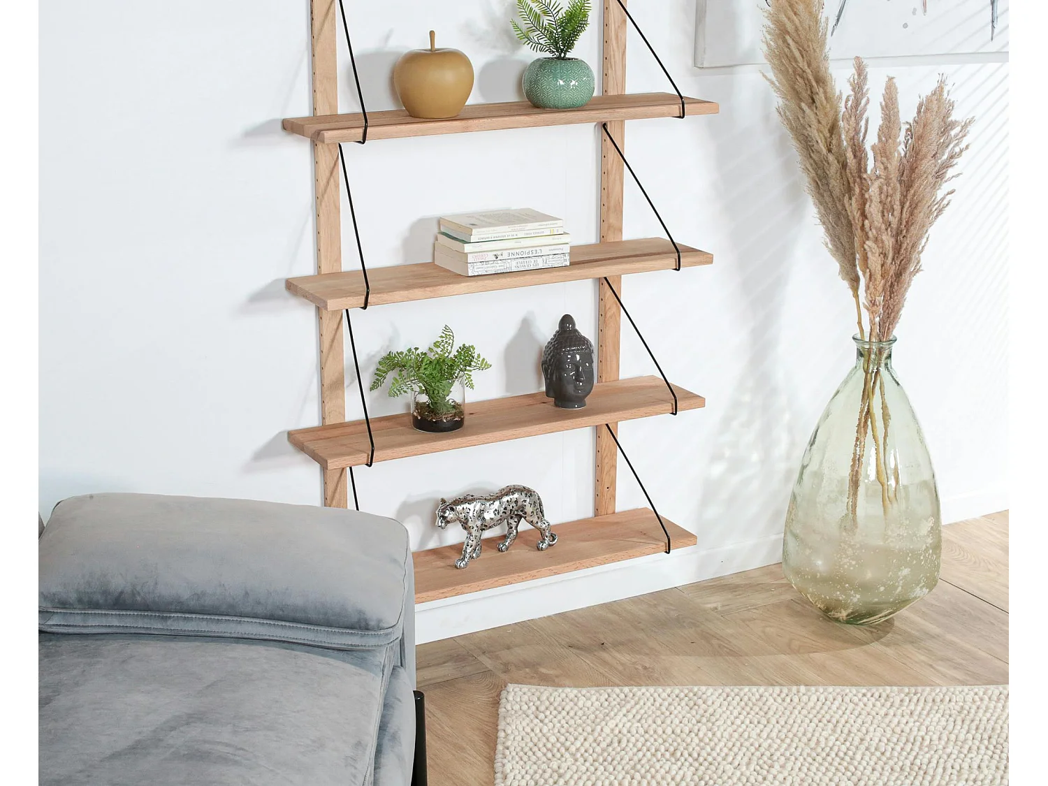 Etagère murale bois massif 6 plateaux (bois blanc) PALERME