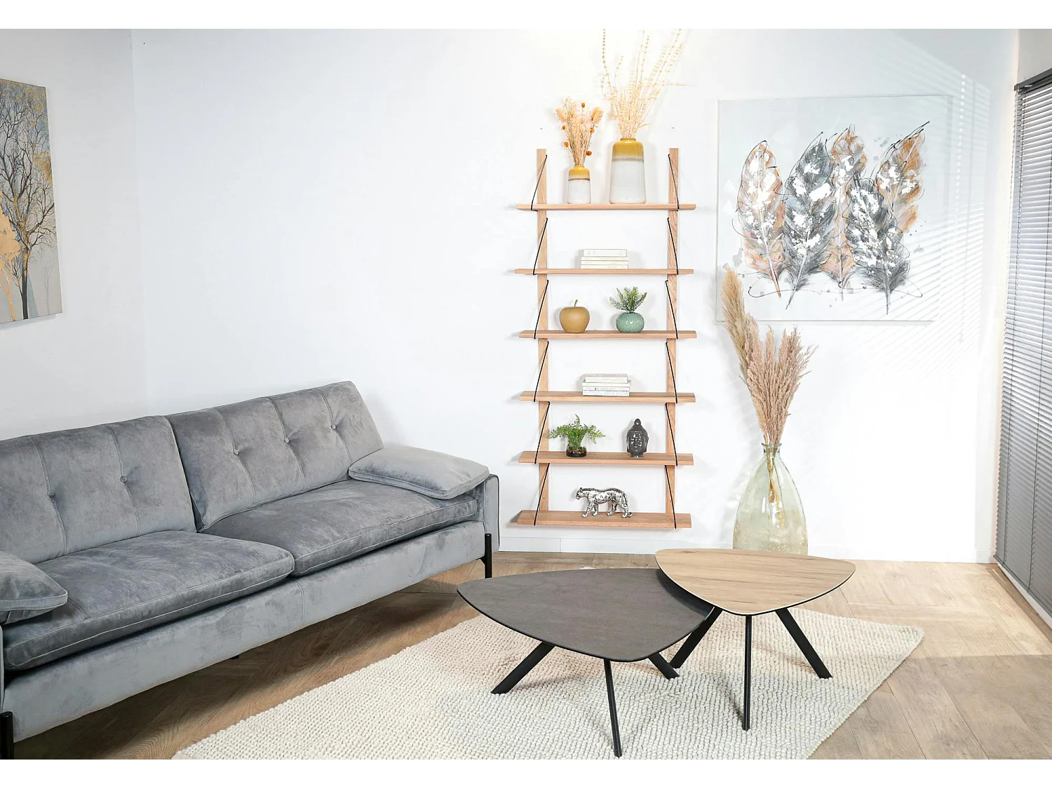 Etagère murale bois massif 6 plateaux (bois blanc) PALERME