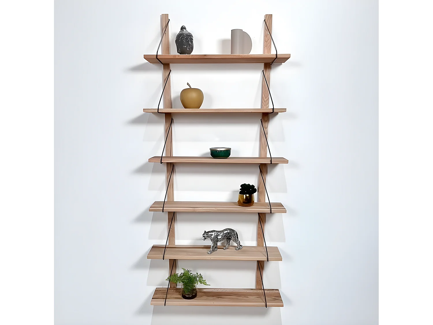 Etagère murale bois massif 6 plateaux (bois blanc) PALERME