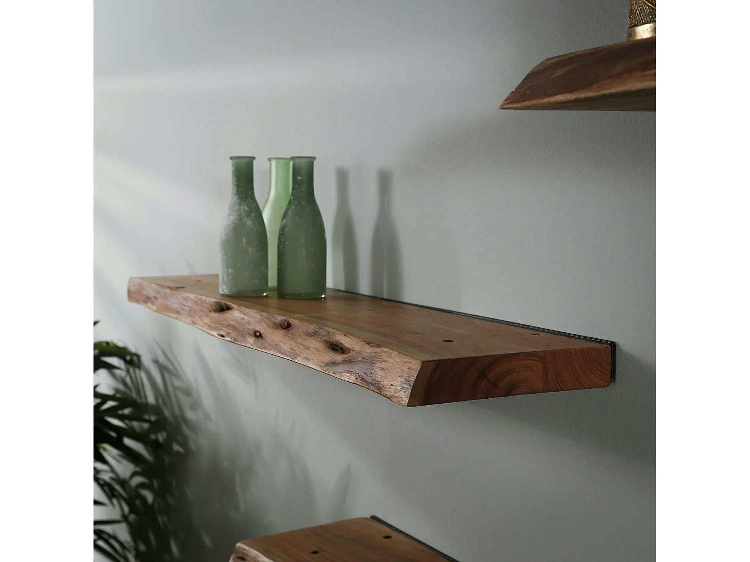 Etagère murale bois massif bordure naturelle 90 cm MELBOURNE