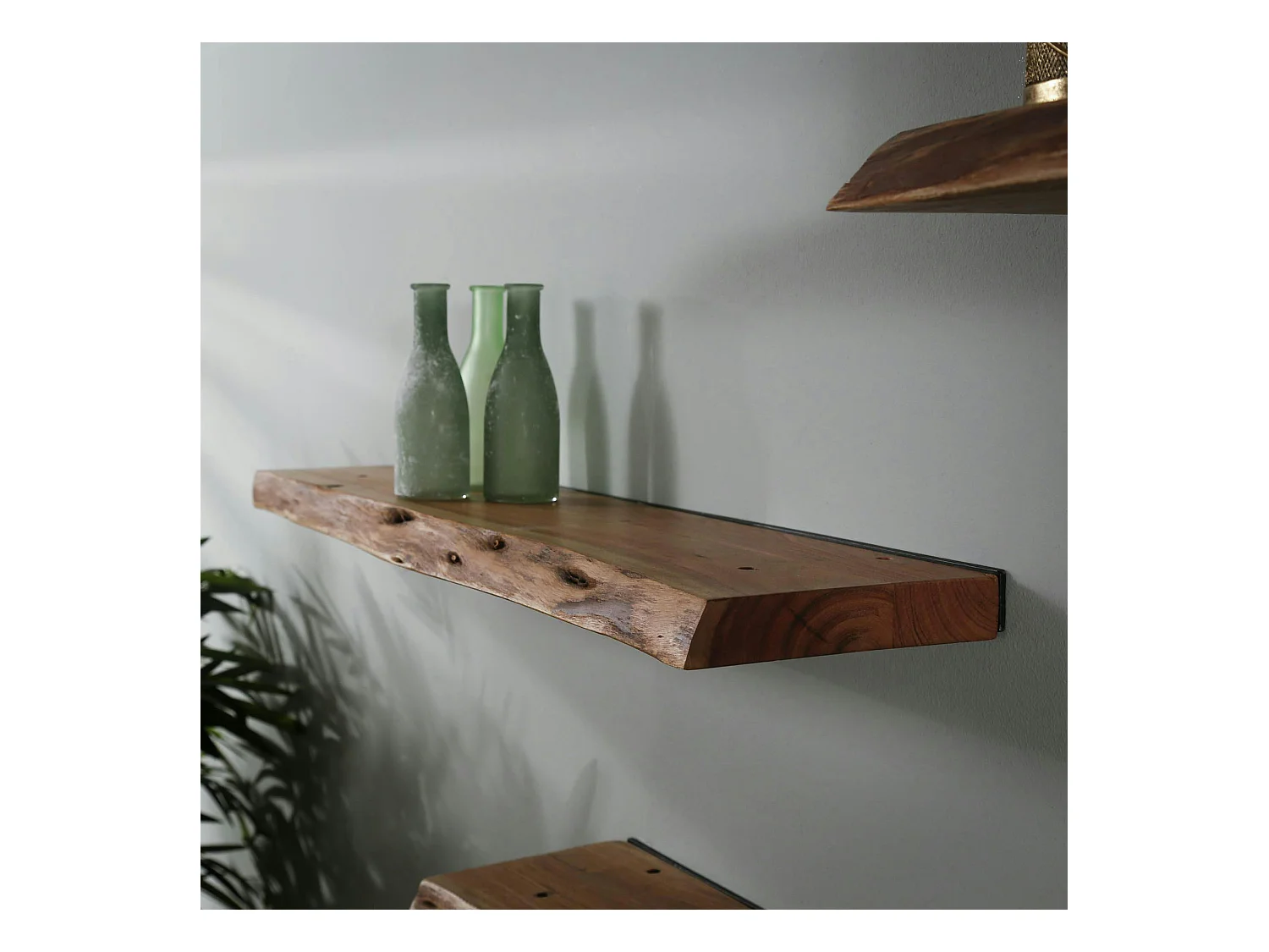 Etagère murale bois massif bordure naturelle 90 cm MELBOURNE