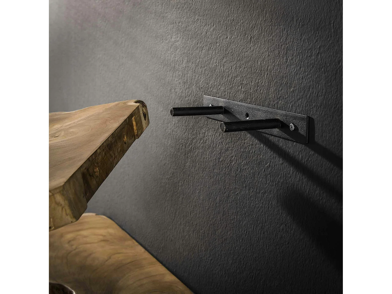 Etagères murales en teck recyclé avec bords naturels (lot de 3)