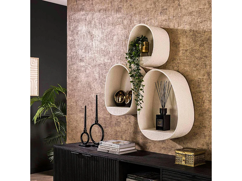 Petite étagère blanche organique en marbre composite (lot de 3) TAJ
