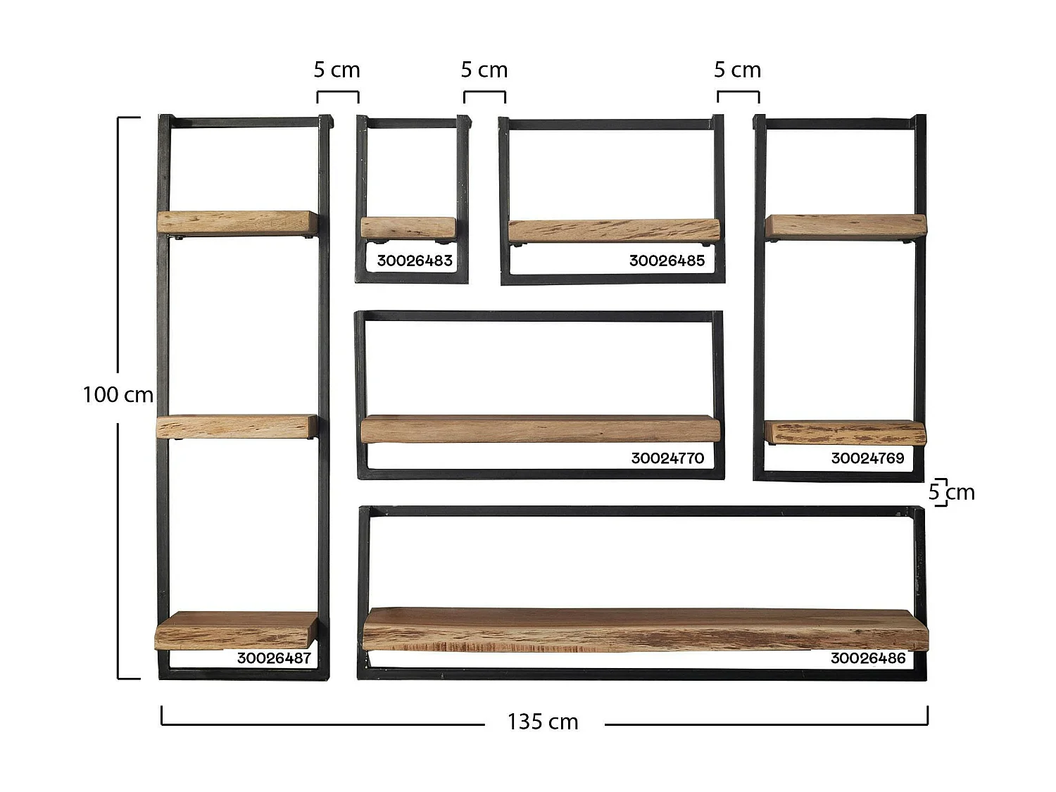 Etagère murale verticale 30 cm MELBOURNE