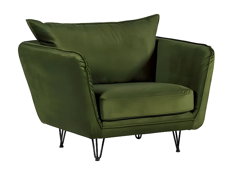Fauteuil en velours vert kaki EPIKA