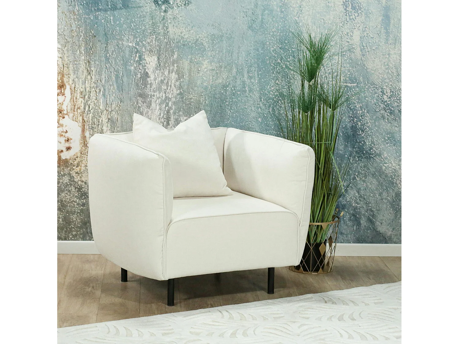 Fauteuil blanc crème moderne TURIN