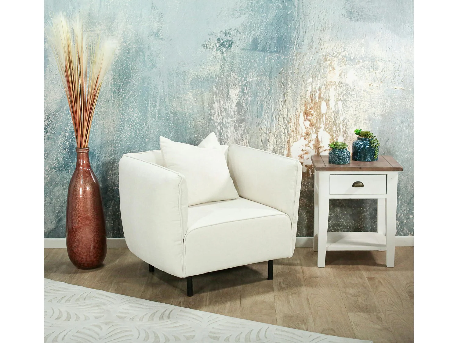 Fauteuil blanc crème moderne TURIN