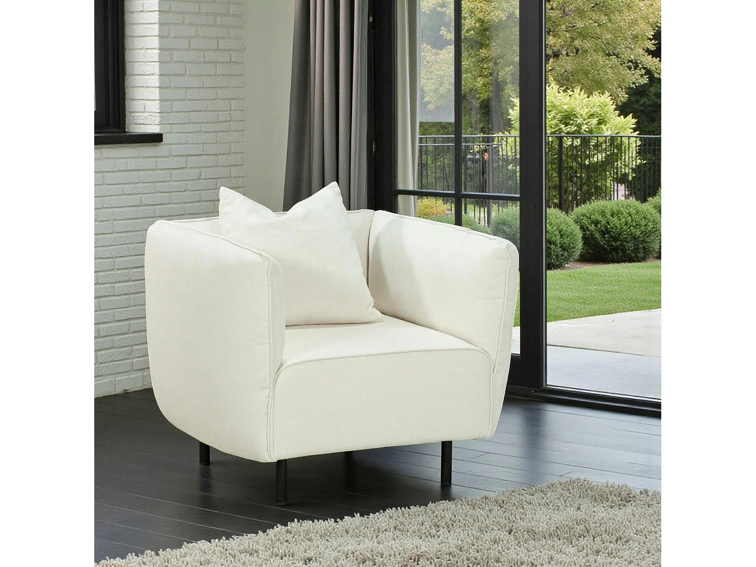 Fauteuil blanc crème moderne TURIN