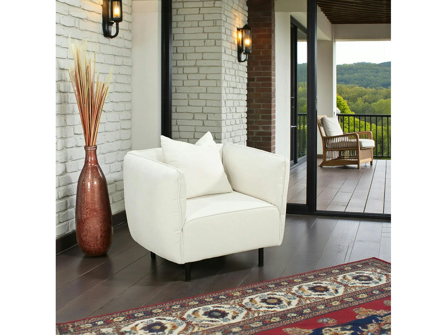 Fauteuil blanc crème moderne TURIN