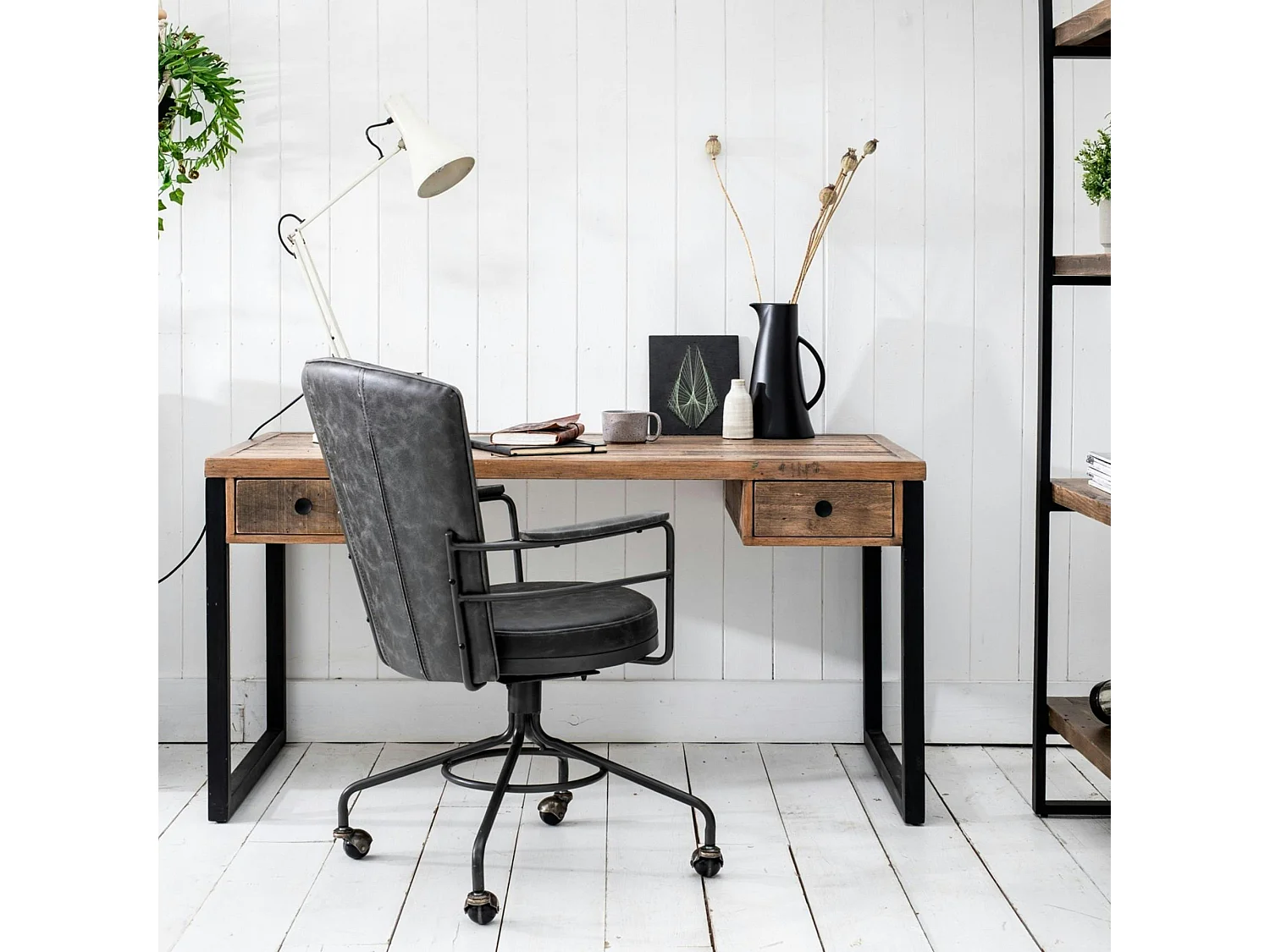 Chaise de bureau industrielle grise BRISBANE