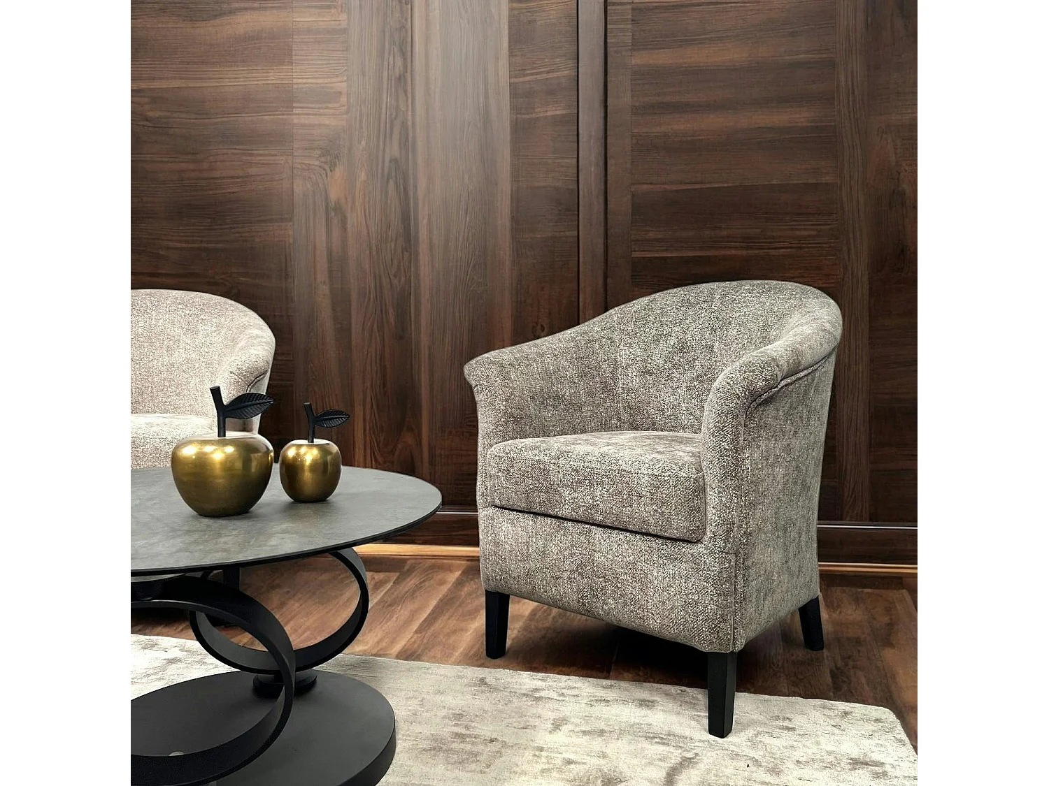 Fauteuil Cabriolet brun chiné  MIRA