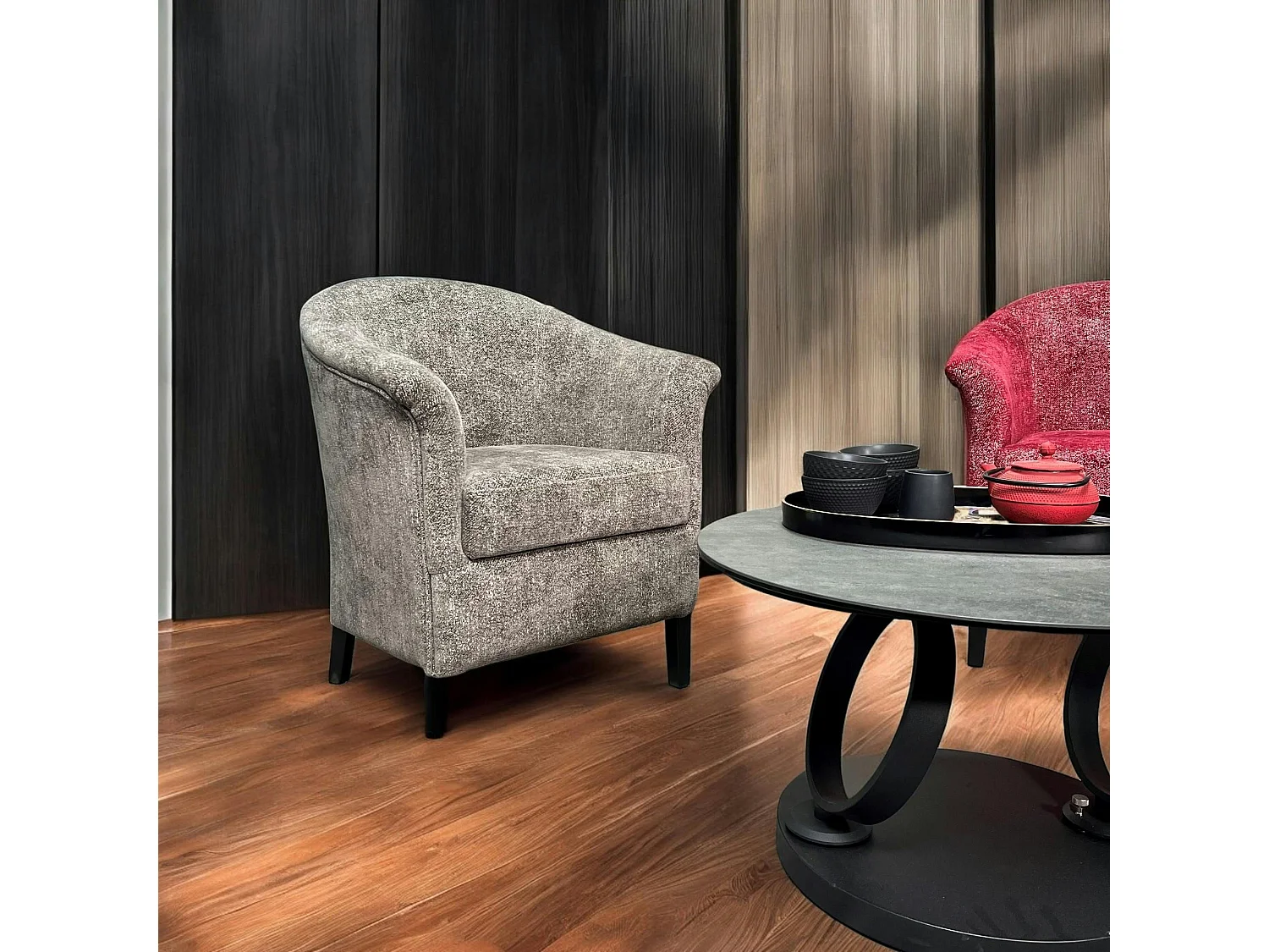 Fauteuil Cabriolet brun chiné  MIRA