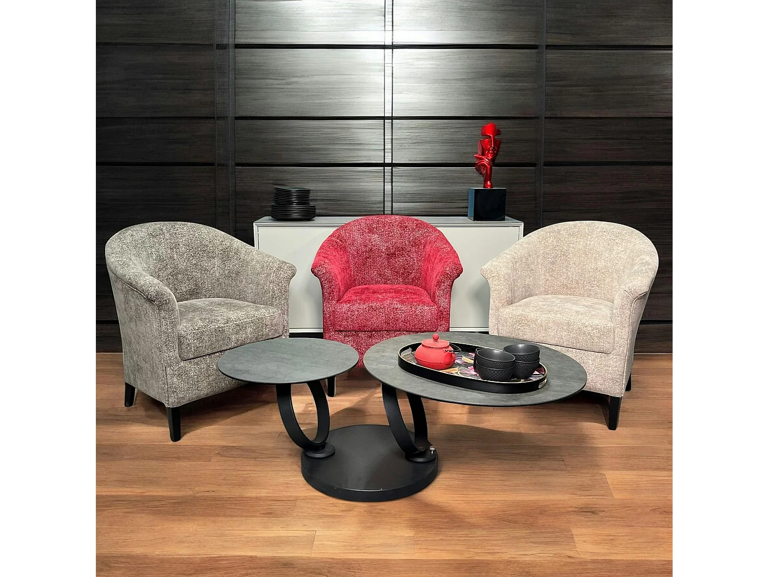 Fauteuil Cabriolet brun chiné  MIRA