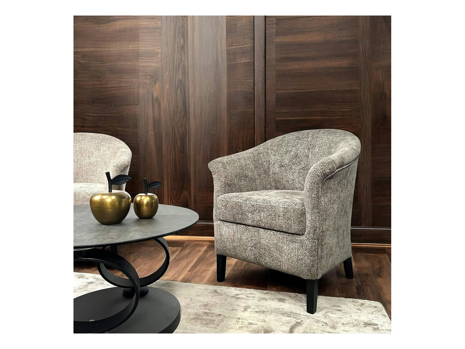 Fauteuil Cabriolet brun chiné  MIRA