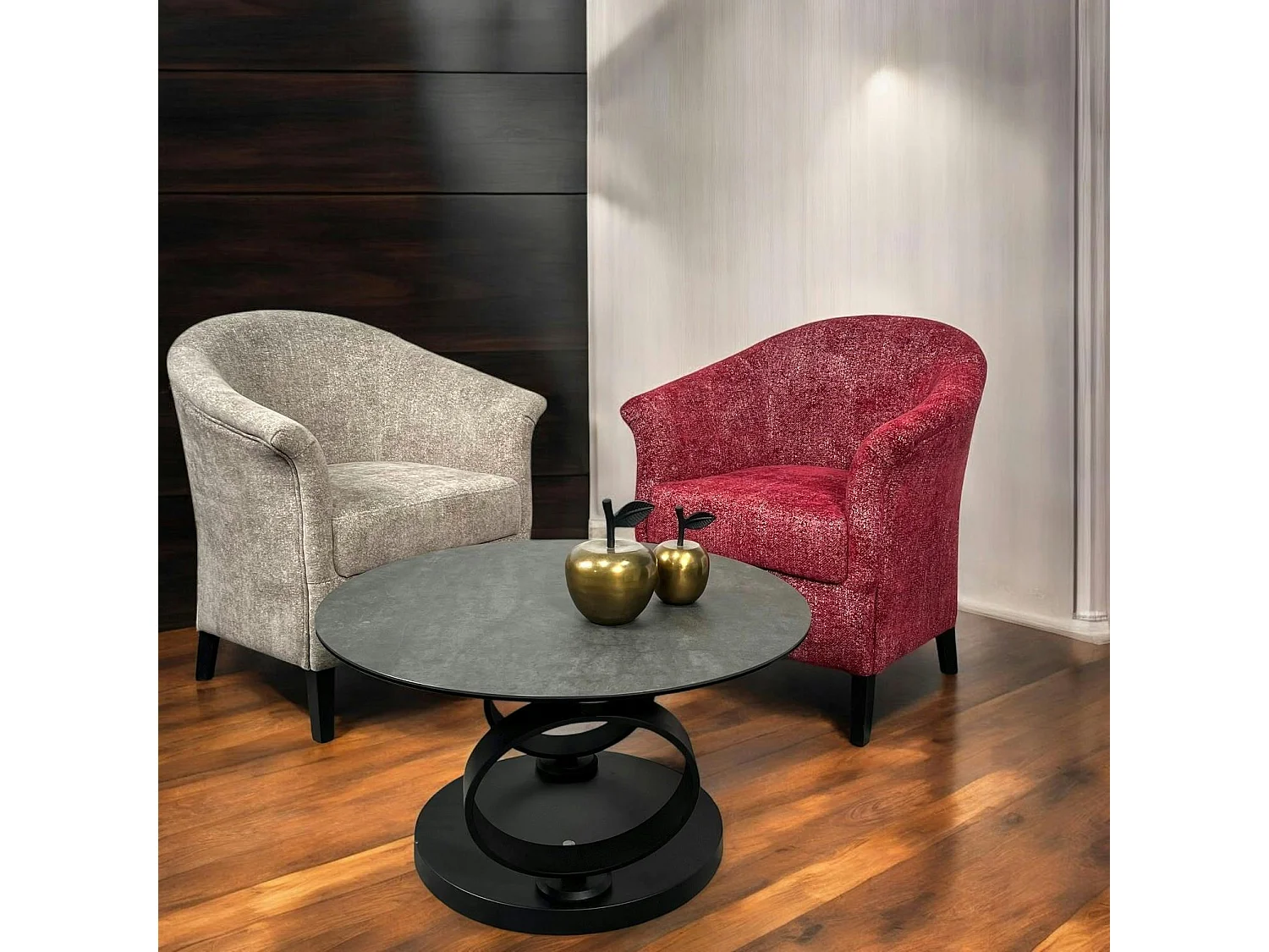 Fauteuil Cabriolet rouge chiné  MIRA