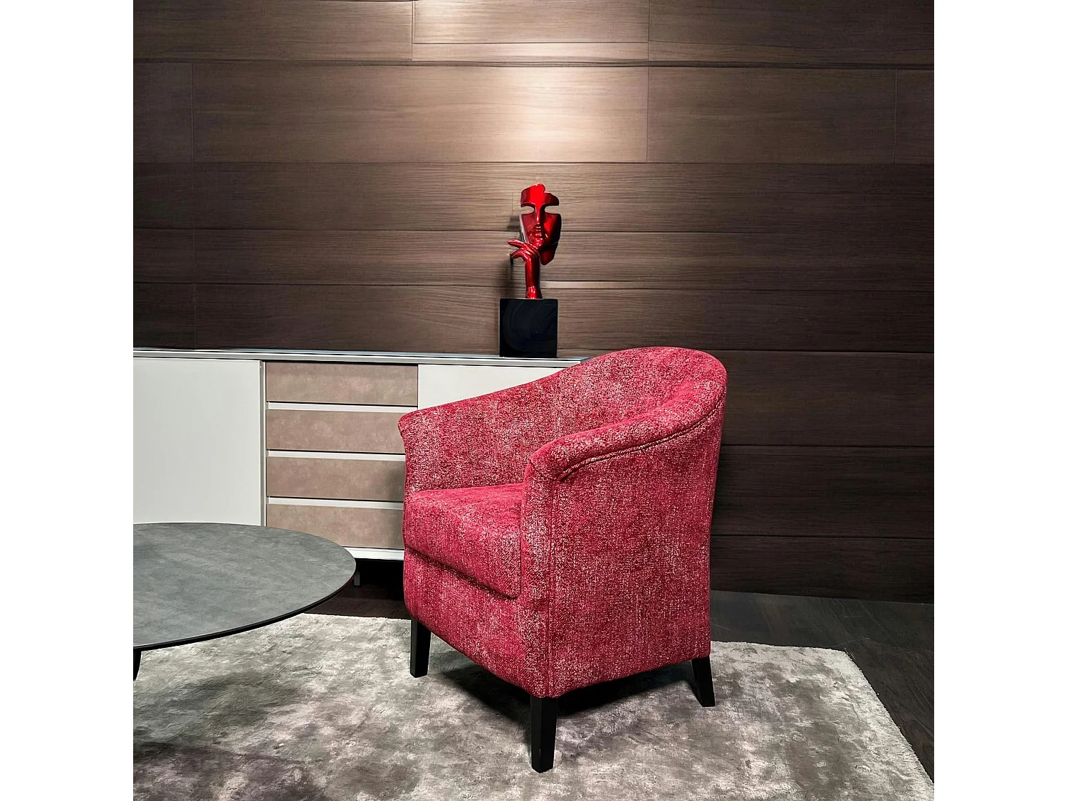 Fauteuil Cabriolet rouge chiné  MIRA