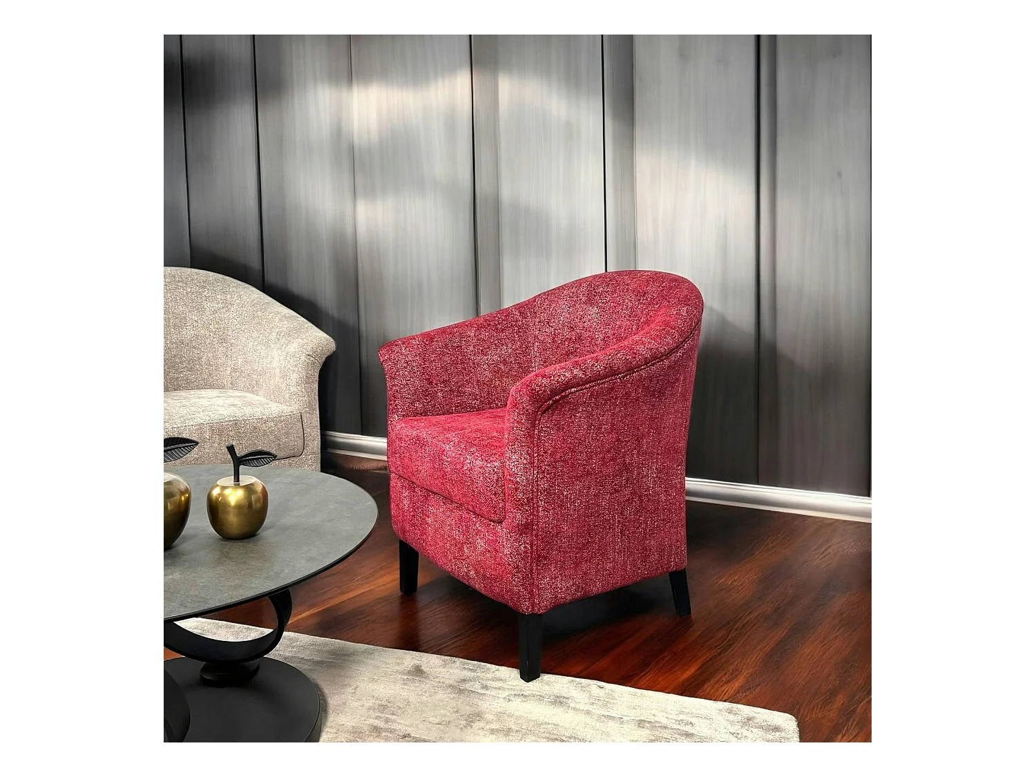 Fauteuil Cabriolet rouge chiné  MIRA
